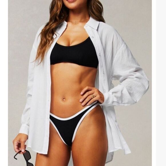 FABLETICS - Cotton Voile Oversized Shirt in White - Picture 1 of 6